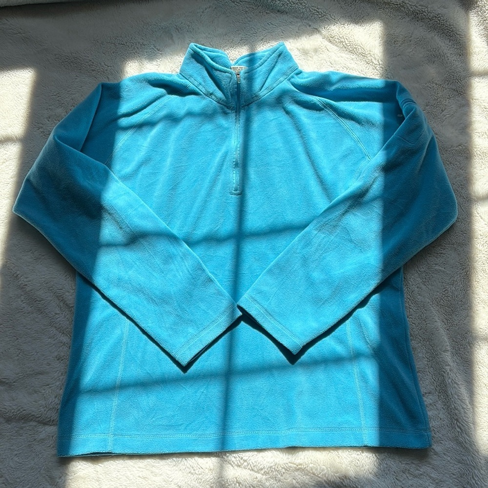 L.L. Bean Turquoise Blue Quarter‑Zip Fleece Pullover